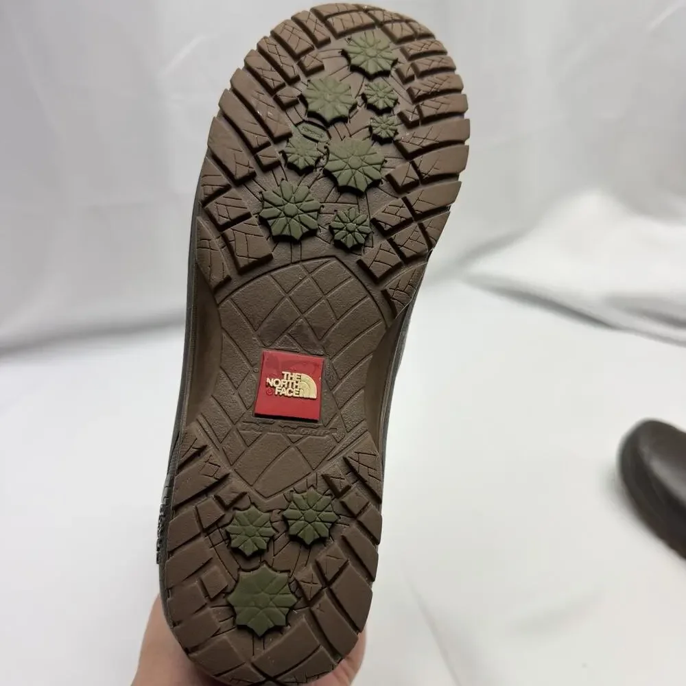 NORTH FACE BOOTS Womens 10 Faux Fur Leather Winter Snow Lace Up Brown